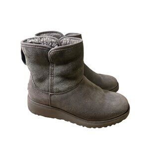 Ugg Womens Classic Short Grey Suede Shearling Boots Size 5.5